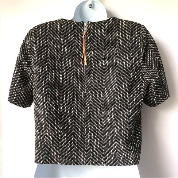 ASOS CROP TWEED SHORT SLEEVE TOP - Picture 3 of 8